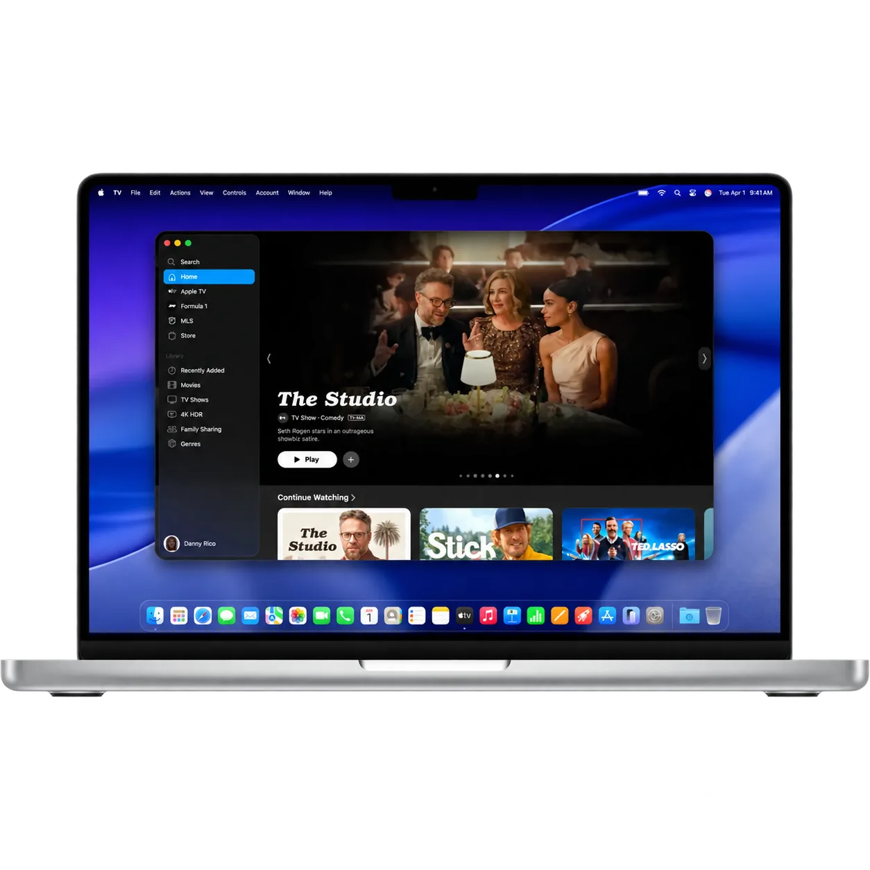 Example laptop screen showing its native entertainment interface