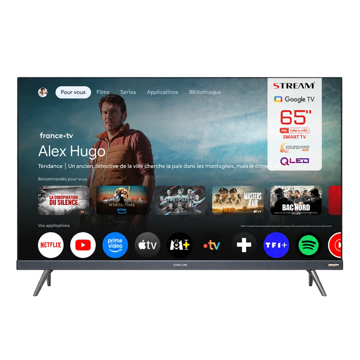 Example smart TV screen showing its native entertainment interface