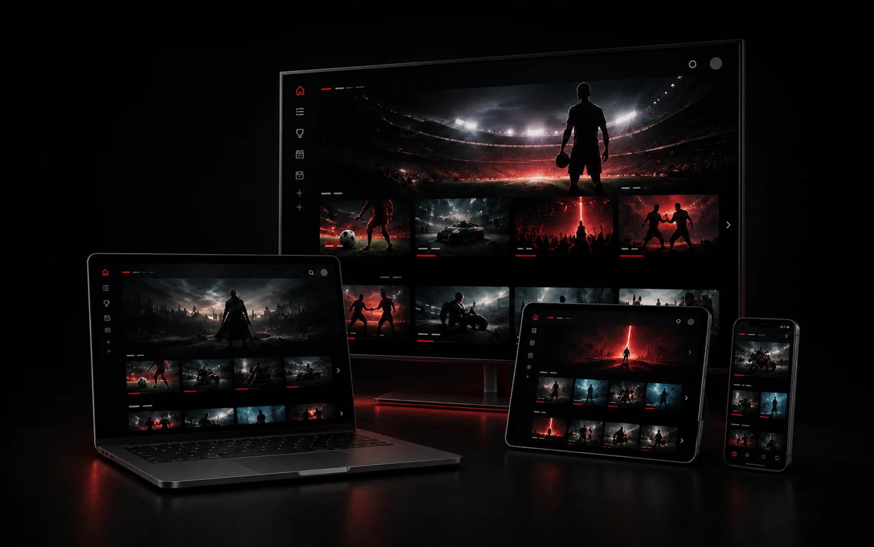 Nautique TV streaming interface shown across an undistorted television, laptop, tablet and phone