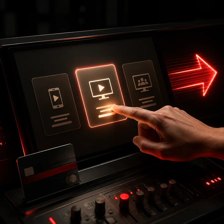A hand choosing a streaming plan on a screen